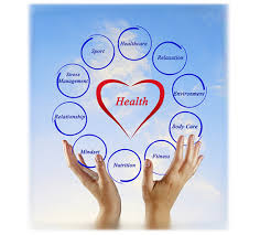 picture of read heart with health with 10 circles around it with different words in each bubbles